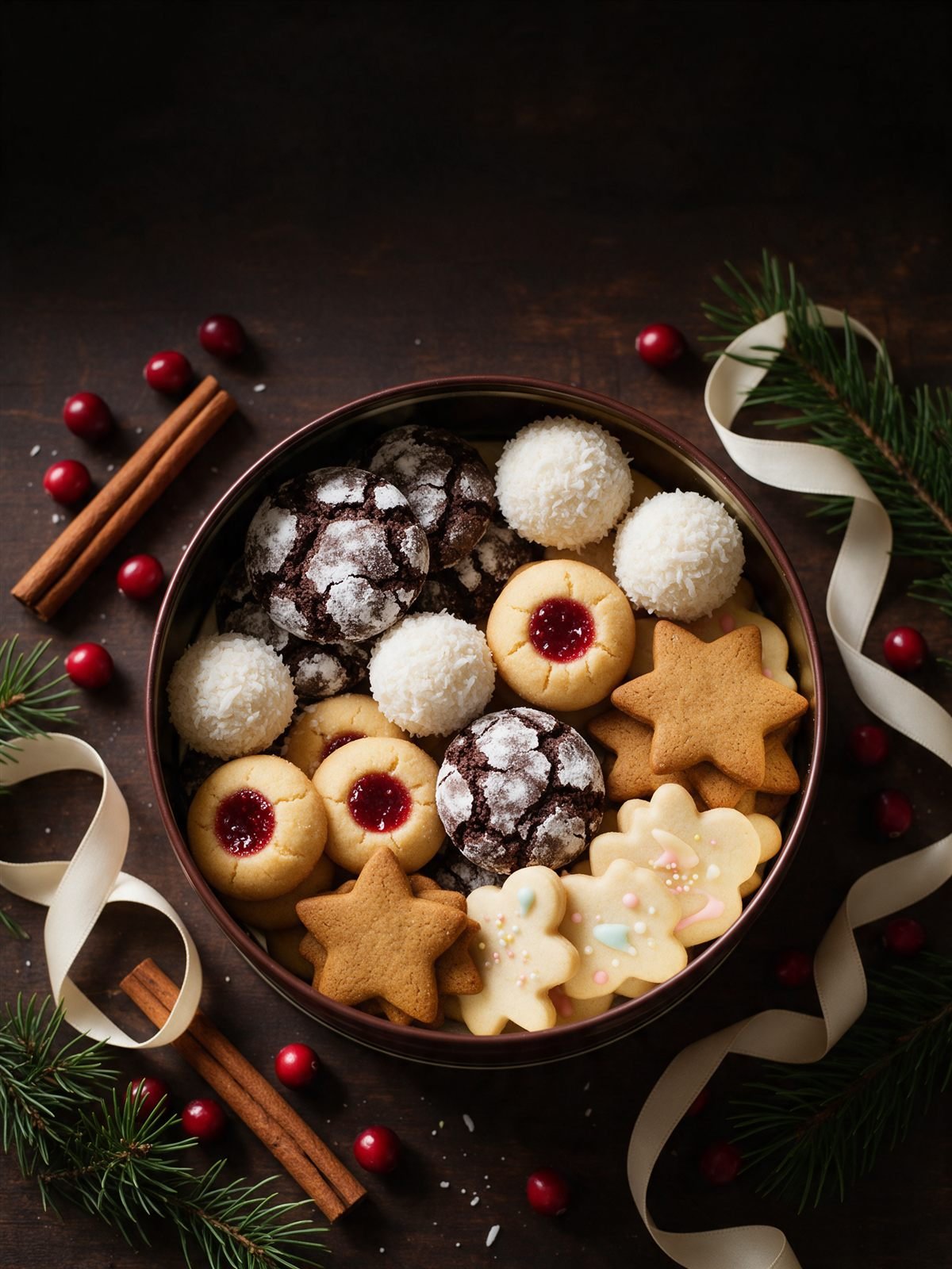 A holiday tin of healthy cookies